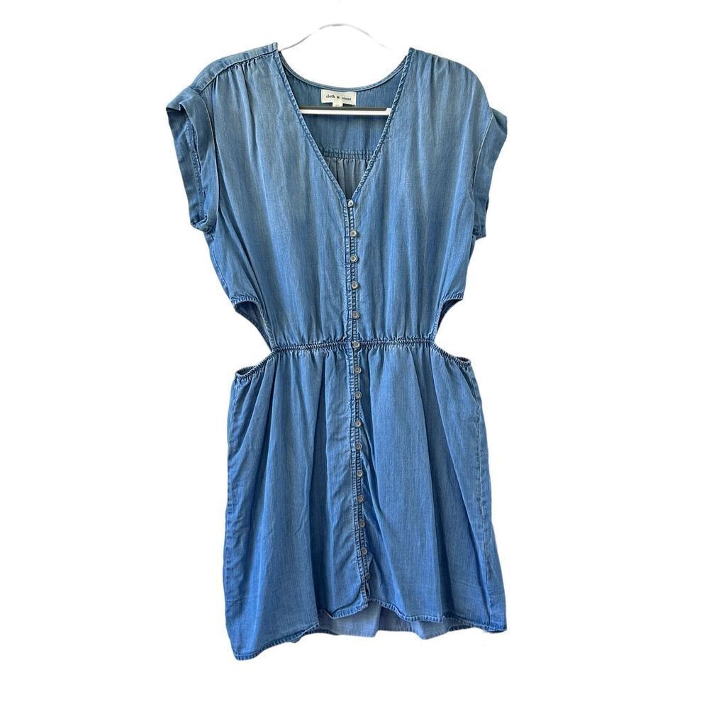 Cloth & Stone Denim Chambray Cutout Mini Dress Women’s Blue Size XL